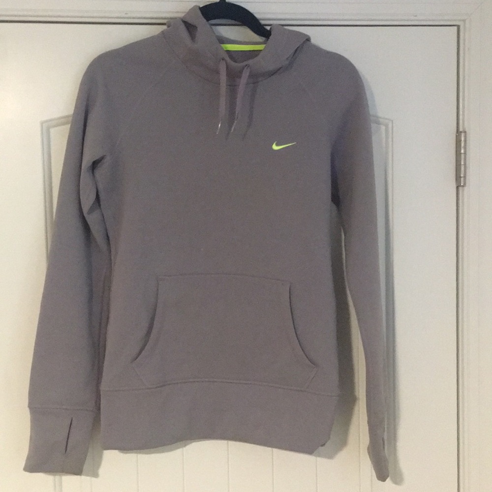 Grey thermafit, scoop-neck hooded sweat shirt